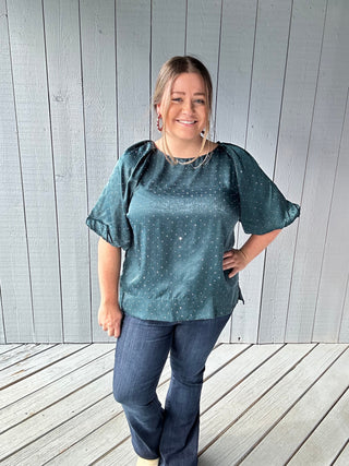 Umgee Satin Gemstone Blouse