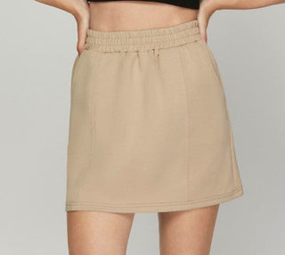 Scuba Fabric Pull on Skirt Taupe