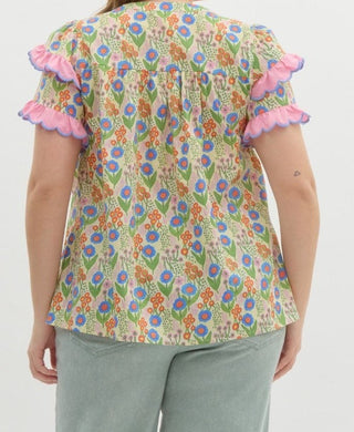 Entro Flowers and Ruffles Top