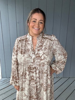 Umgee Brown Trimmed Beauty Dress