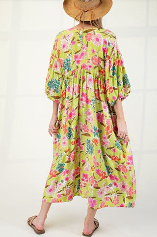 Easel Printed Peach Blossom Maxi Dress