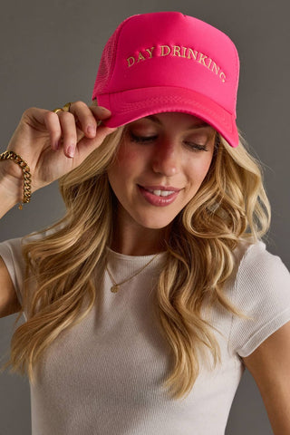 Day Drinking Trucker Hat Bright Pink by Panache