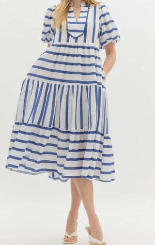 Entro Striped Midi Dress