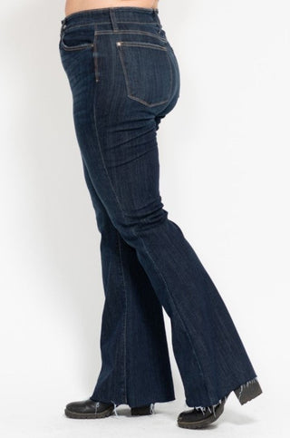 Judy Blue Raw Hem Flare Tall Dark Wash