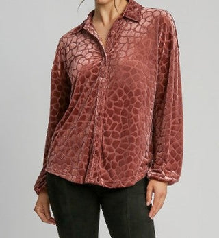 Umgee Rosey Velvet Shirt by Umgee