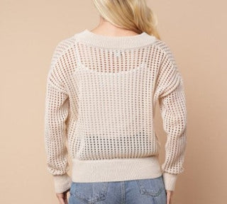 See Through Knit Zip-Up Cardigan