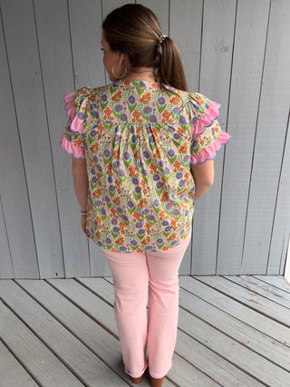 Entro Flowers and Ruffles Top