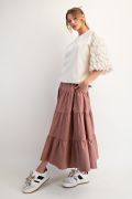 Easel Faux Leather Tiered Maxi Skirt
