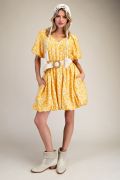 Easel Floral Ottoman Bubble Hem Dress