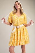 Easel Floral Ottoman Bubble Hem Dress