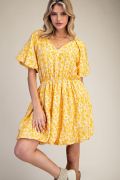 Easel Floral Ottoman Bubble Hem Dress