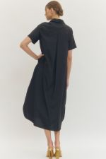 Entro Solid Short Sleeve Midi Dress