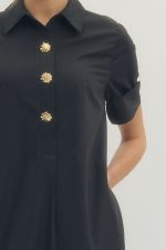 Entro Solid Short Sleeve Midi Dress