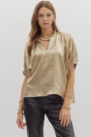 Entro Gold V-Neck Top  *Restock*