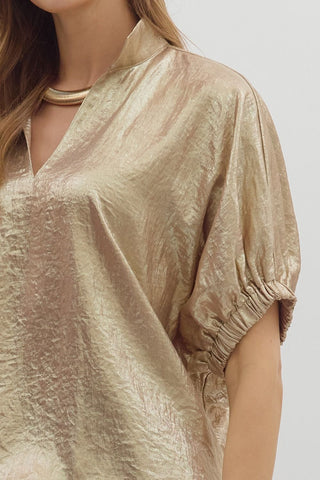 Entro Gold V-Neck Top  *Restock*