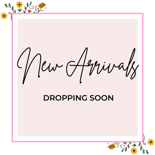 Event Background - light pink with hot pink border and yellow and orange floral illustrations - new Arrivals dropping soon
