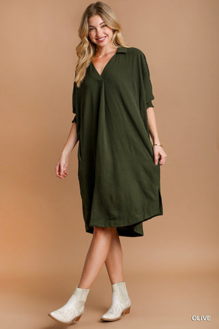 Umgee Knee length Collared Dress Final Sale