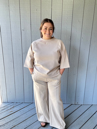 Scuba Fabric Pull On Pant Taupe