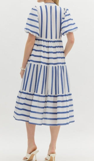 Entro Striped Midi Dress