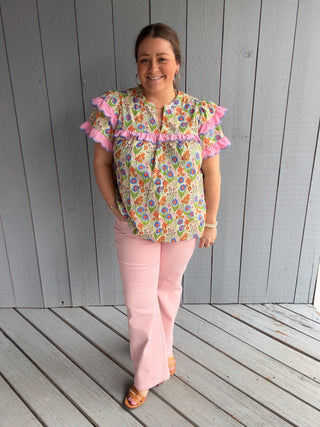 Entro Flowers and Ruffles Top
