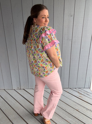 Entro Flowers and Ruffles Top