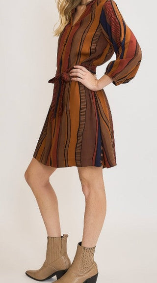 Umgee Abstract Striped Mini Dress